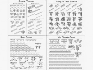 trusses square triangular beam bundle collection - 129 pcs modular Modelo 3D