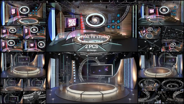 Virtual TV Studio Sets - Collection Vol 8 - 2 PCS DESIGN 3D 모델 .c4d .max .obj .3ds .fbx .stl .blend 