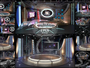 Virtual TV Studio Sets - Collection Vol 8 - 2 PCS DESIGN 3D Model