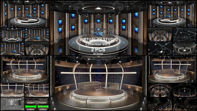 Virtual TV Studio Sets - Collection Vol 9 - 2 PCS DESIGN 3D-Modell .c4d .max .obj .3ds .fbx .stl .blend 
