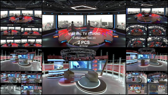 Virtual TV Studio Sets - Collection Vol 11 - 2 PCS DESIGN 3Dモデル .c4d .max .obj .3ds .fbx .stl .blend 