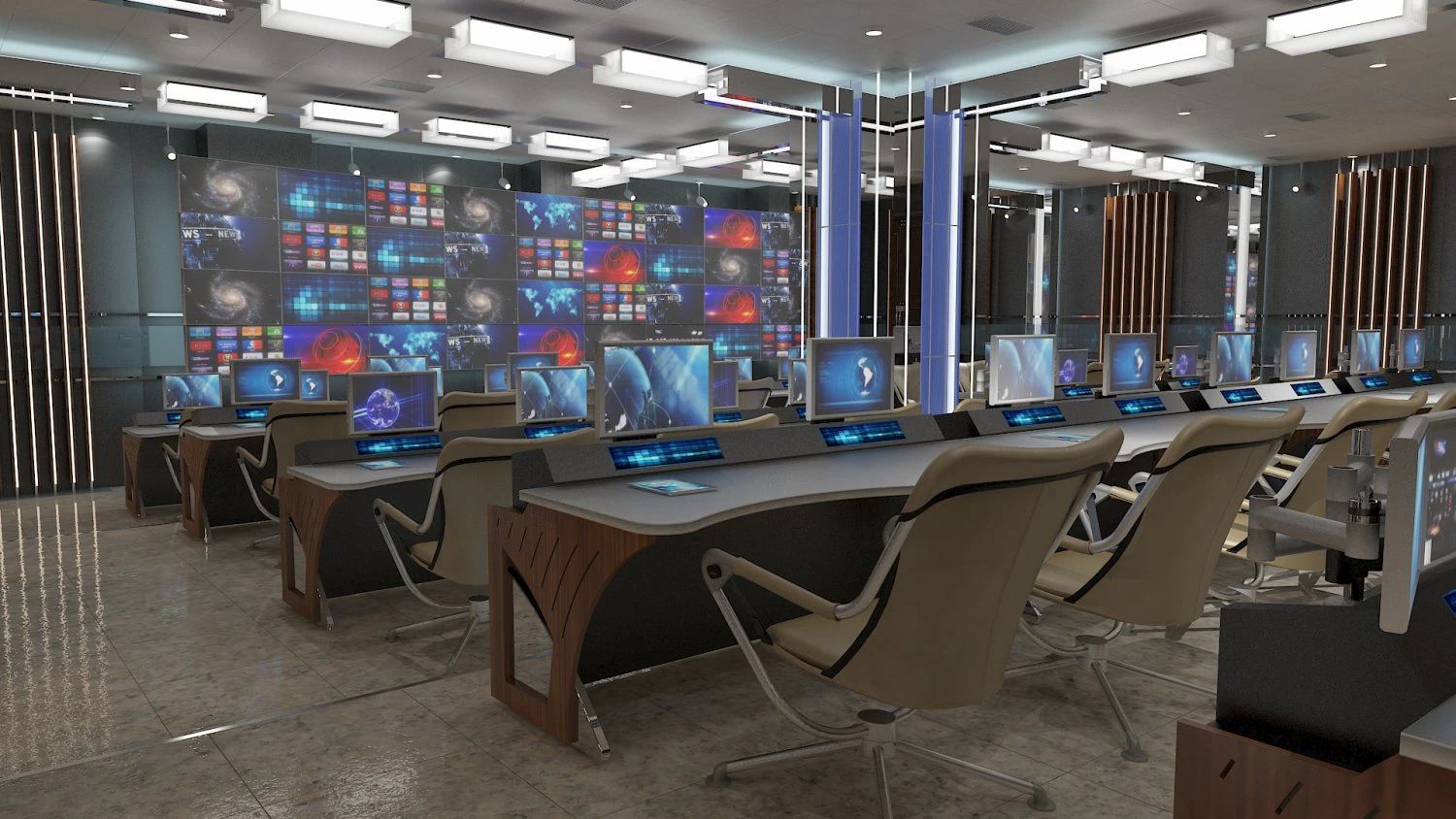 TV Studio Control Room 1 3D Model .c4d .max .obj .3ds .fbx .stl .blend 