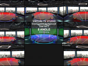 Virtual TV Studio Chat Set 2 3D Model