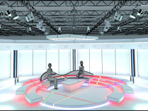 Virtual TV Studio Chat Set 2 3D Model