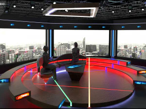 Virtual TV Studio Chat Set 2 3D Model