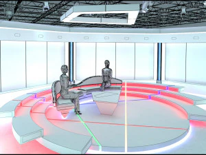 Virtual TV Studio Chat Set 2 3D Model