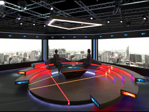 Virtual TV Studio Chat Set 2 3D Model