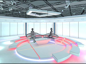 Virtual TV Studio Chat Set 2 3D Model
