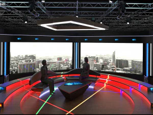 Virtual TV Studio Chat Set 2 3D Model