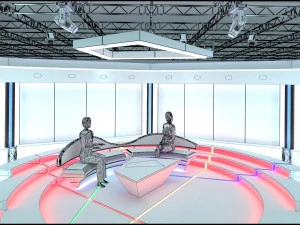Virtual TV Studio Chat Set 2 3D Model