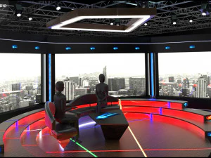 Virtual TV Studio Chat Set 2 3D Model