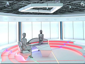 Virtual TV Studio Chat Set 2 3D Model