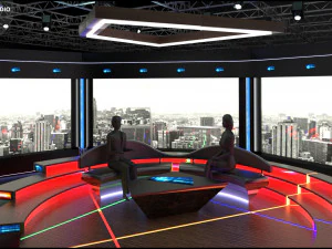 Virtual TV Studio Chat Set 2 3D Model