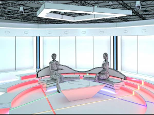 Virtual TV Studio Chat Set 2 3D Model