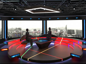 Virtual TV Studio Chat Set 2 3D Модель