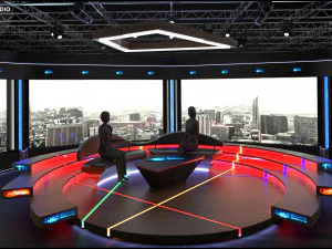 Virtual TV Studio Chat Set 2 3D Model