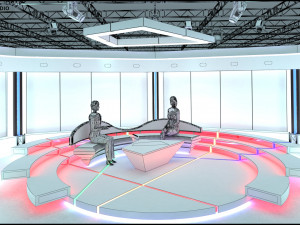 Virtual TV Studio Chat Set 2 3D Модель