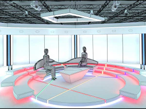 Virtual TV Studio Chat Set 2 3D Model