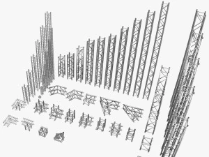 square light trusses collection - 50 pcs modular 3D Model
