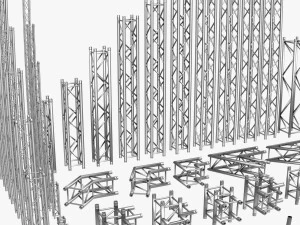 square light trusses collection - 50 pcs modular 3D Model