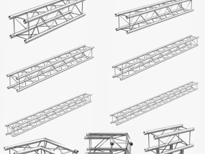 square light trusses collection - 50 pcs modular 3D Model