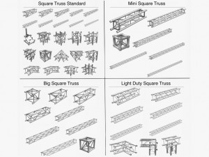 square light trusses collection - 50 pcs modular 3D Модель