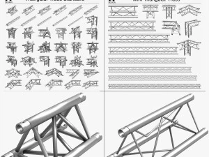 triangular trusses collection - 55 pcs modular 3D Model