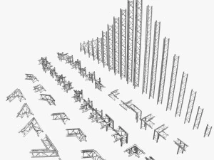 triangular trusses collection - 55 pcs modular 3D Model