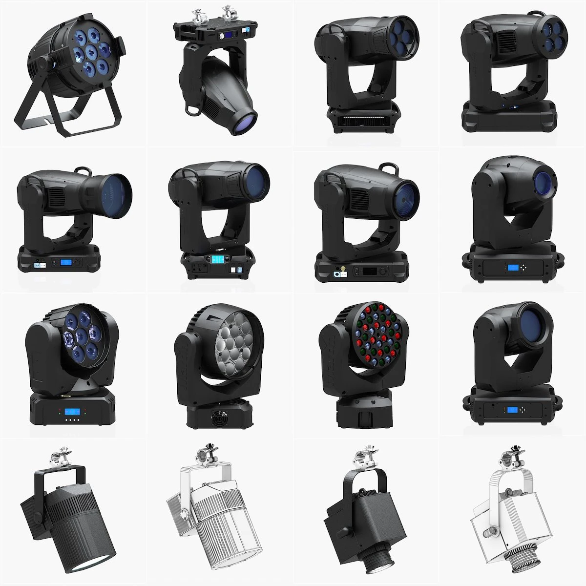 stage lighting collection 14 pieces 3D Model .c4d .max .obj .3ds .fbx .stl .blend 