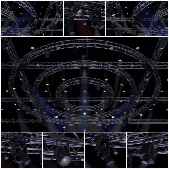 tv studio stage truss and lights Modello 3D .c4d .max .obj .3ds .fbx .stl .blend 