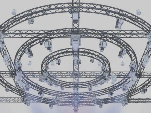 tv studio stage truss and lights 3D Model