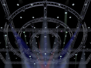 tv studio stage truss and lights Modello 3D