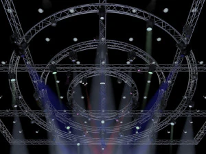 tv studio stage truss and lights 3D Model