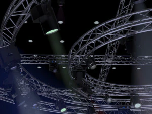 tv studio stage truss and lights 3D Model