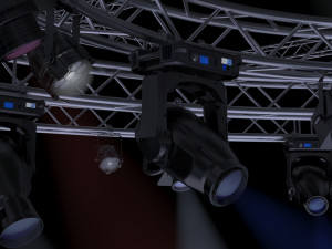 tv studio stage truss and lights Modello 3D