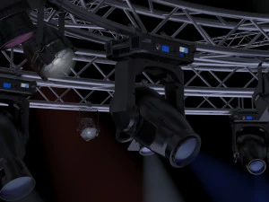 tv studio stage truss and lights 3D Model