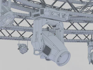 tv studio stage truss and lights 3D Model