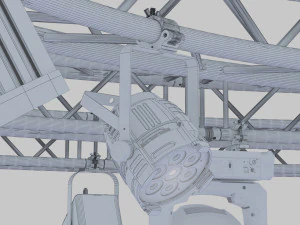 tv studio stage truss and lights 3D Model