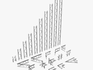 beam trusses collection - 24 pcs modular 3D Model