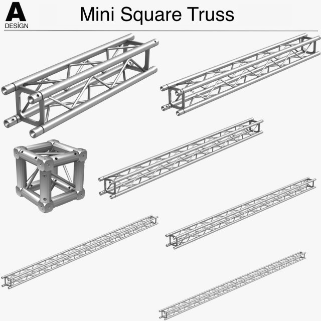 mini square truss collection - 7 pcs modular 3D Model .c4d .max .obj .3ds .fbx .stl .blend 