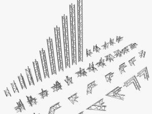 triangular truss standard collection - 41 pcs modular 3D Model