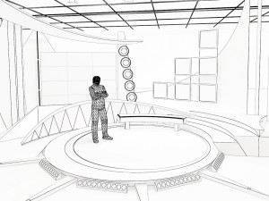 virtual tv studio chat set 11 3D Model