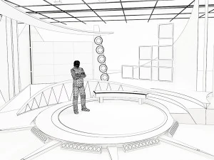 virtual tv studio chat set 11 3D Model