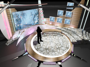 virtual tv studio chat set 11 3D Model