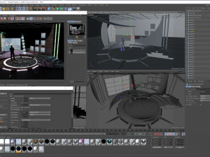virtual tv studio chat set 11 3D Model