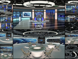Virtual TV Studio Sets - Collection Vol 5 - 2 PCS DESIGN 3D 모델