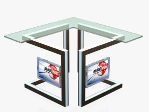 tv studio news desk 3 3D Model