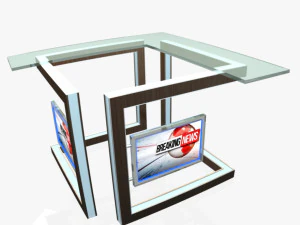 tv studio news desk 3 3D Model