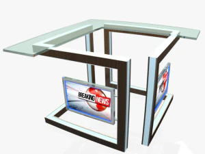 tv studio news desk 3 3D Model