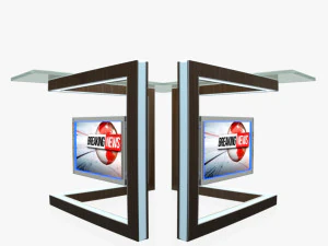 tv studio news desk 3 3D Model